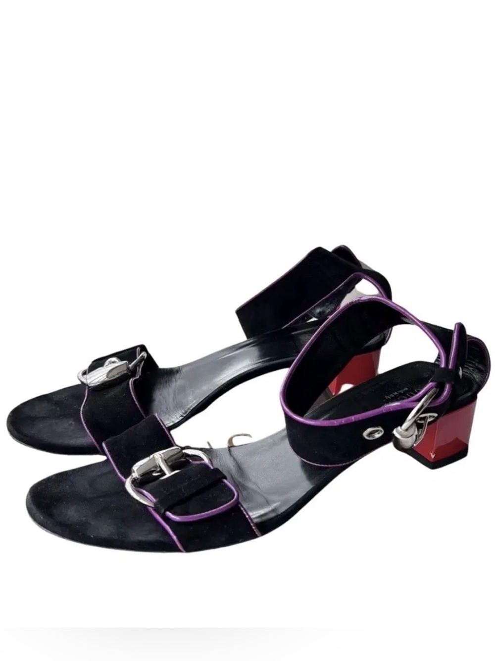 NEW Gucci Black Suede Heeled Sandal size 39